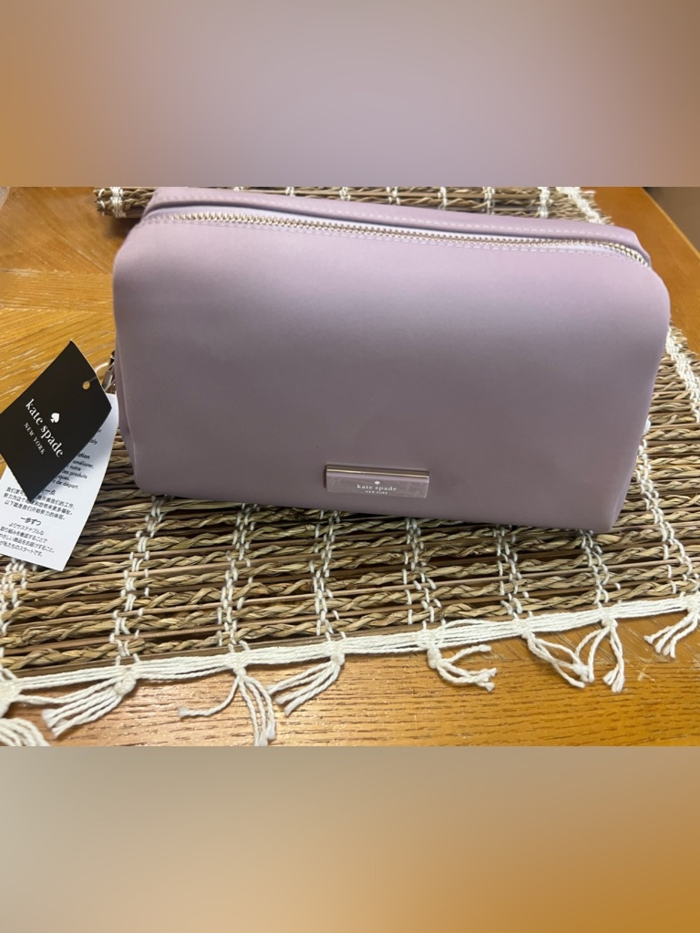 Kate Spade Pale Lilac Cosmetic Case with Gold-Tone Zip